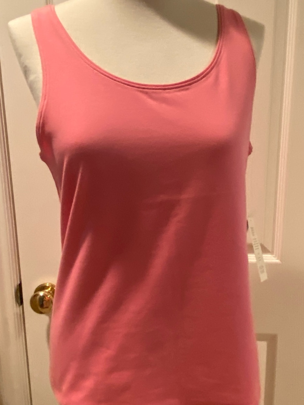 Eileen Fisher Small “Tulip”Coral Scoop Neck Tank Organic Cotton Blend